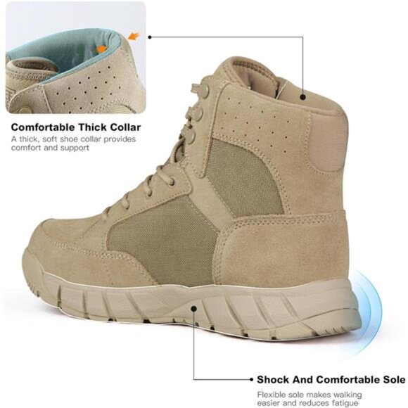 FREE SOLDIER Hiking Work Boots Men's Tactical Boots 6 Inches Waterproof - Picture 4 of 14